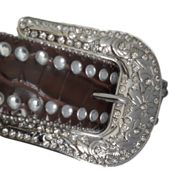Nocona Rhinestone Leather Belt Size 24 - Picture 2 of 12